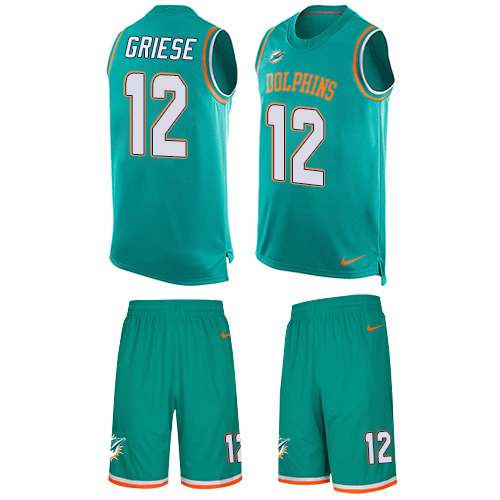 Men's Limited Bob Griese Nike Jersey Aqua Green - #12 Tank Top Suit NFL Miami Dolphins